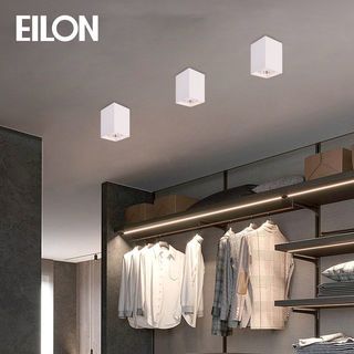 EILON โคมดาวน์ไลท์ทาวเวอร์ทรงสี่เหลี่ยม 6 นิ้ว ติดเพดานขั้ว E27 รุ่น EMZT-006-FW-E27 สีขาว