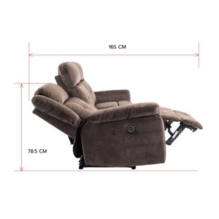 PULITO เก้าอี้พักผ่อนผ้าปรับระดับไฟฟ้า 3 ที่นั่ง รุ่น LINCOLN ขนาด 209x96x101.5 ซม. สีน้ำตาล 