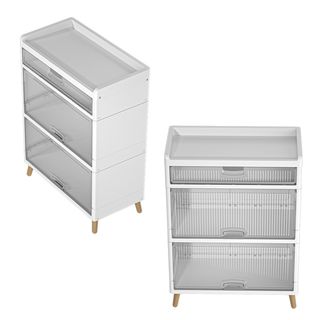 GOME ตู้บานเปิด 3 ชั้น ขาไม้ RMIER 7056-4 ขนาด 58x35x93.5 ซม. สีขาว