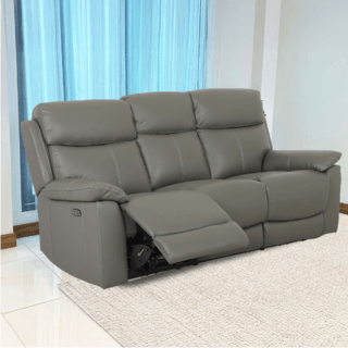 Relax studio โซฟาหนังแท้ปรับระดับไฟฟ้า 3 ที่นั่ง ขนาด 204x95-167x102 ซม. รุ่น Marina  สีเทาชาร์โคล