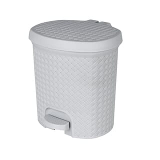 KLEANZY ถังขยะเหยียบทรงกลมลายสาน 6.5 ลิตร ขนาด 24.5x23.5x26.5 ซม. รุ่น TG51839G สีเทา