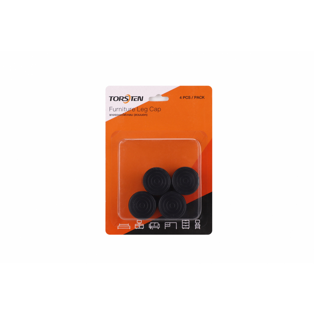 TORSTEN พลาสติกรองขาโต๊ะกลม (สวมนอก) รุ่น 2XY-032-1/14 ขนาด 1-1/4” แพ็ค 4 ชิ้น สีดำ