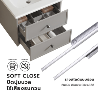 Verno ชุดเคาน์เตอร์อ่างล้างหน้าอะลูมิเนียม พร้อมตู้กระจก 60x47x48 cm. รุ่น คาร่า 6603-60 สีเทา (½)