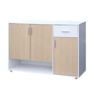 DELICATO ตู้รองเท้า รุ่นเวียนนา ขนาด 119.7x39.4x84.8 ซม. สีบีช-ขาว