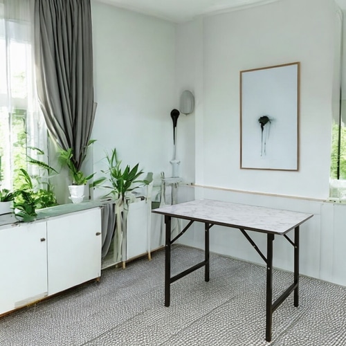 DELICATO โต๊ะเอนกประสงค์ รุ่นMD443 Torano ขนาด 60x120x75 ซม. ลายหินขาว