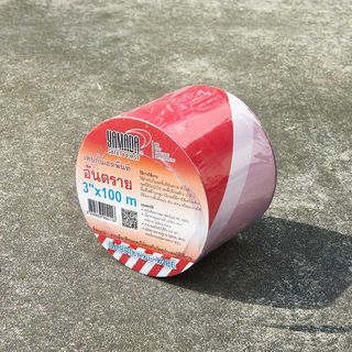 YAMADA เทปกั้นเขตพื้นที่อันตราย ขนาด 3 นิ้วx100m. สีขาว-แดง