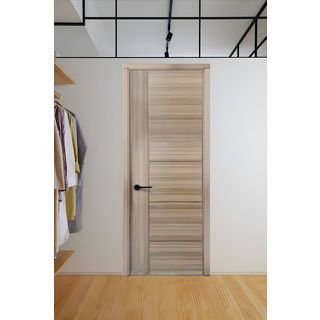 HOLZTUR ประตูปิดผิวเมลามีนเซาะร่อง 5เส้น ขนาด 80x200ซม. สี White Oak