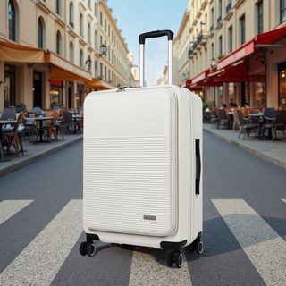 WETZLARS กระเป๋าเดินทาง ขนาด 24 นิ้ว พร้อมช่องใส่ของด้านหน้า รุ่น Spring-02 ขนาด 25x42x60 ซม. สีขาวไวท์พีทอล