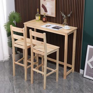 PULITO ชุดโต๊ะบาร์ 2 ที่นั่ง รุ่น CORAL โต๊ะ:110x40x100 ซม. เก้าอี้:41.5x41.5x110 ซม. สีไม้ธรรมชาติ 