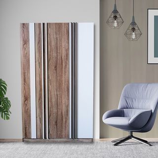 DELICATO ตู้เสื้อผ้า 3 บาน รุ่น อปาเช่ ขนาด 120x55x200  ซม. สีทูโทนน้ำตาล/ขาว
