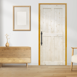 GREAT WOOD ประตูไม้สน บานทึบทำร่อง รุ่น PW-SK04-2G ขนาด 80x200 ซม.