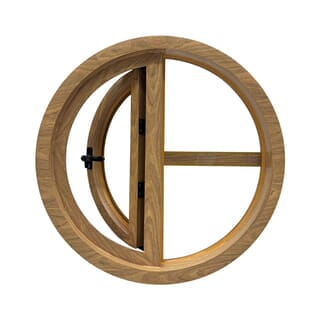 WELLINGTAN หน้าต่างช่องแสงวงกลม ตัวที แบบเปิด รุ่น TF10-Y ขนาด 100x100 x10cm  สีลายไม้