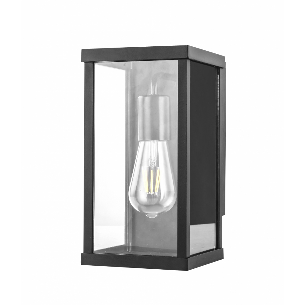 EILON โคมไฟติดผนัง Classic ทรงสี่เหลี่ยม ขั้ว E27 ขนาด 20x15x27cm IP65 รุ่น Maemi MV236W(S) สีดำ