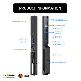 กลอนดิจิตอล C.HITECH  สีดำ , สีเงิน รุ่น K Style 2 พร้อมติดตั้ง