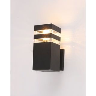 EILON โคมไฟติดผนังโมเดิร์ม ทรงกระบอกสี่เหลี่ยม E27 ขนาด 9x9x20cm IP65 รุ่น MVW018-S(B) สีดำ