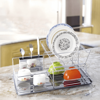 CLOSE ที่คว่ำจาน 2 ชั้น 47X33X22.5 ซม. MIRIN สีเงิน