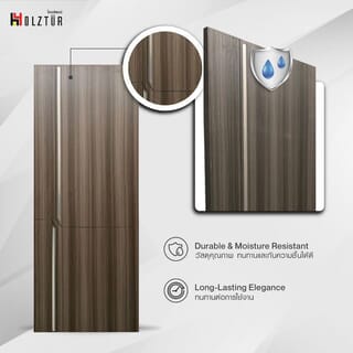 HOLZTUR ประตูปิดผิวเมลามีนเซาะร่องอลูมิเนียม CF2502-3 ขนาด 80x200ซม.สี Dark Grey
