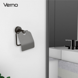 Verno ที่ใส่กระดาษชำระสแตนเลส304 รุ่น เกรเซอร์-TH03 ขนาด 14.5x15.5x6 ซม. สีเทา