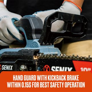 SENIX เลื่อยโซ่ไร้สาย Brushless ขนาด 10 นิ้ว 20V(Max) (พร้อมแบตเตอรี่ 4.0Ah 1 ก้อน) รุ่น CSX2-M1-EU สีน้ำเงิน - ดำ