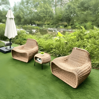  (1/3)SUMMER SET ชุดเซต outdoor อลูมิเนียม Maya ขนาด โต๊ะ: 60x45x40 ซม.เก้าอี้: 104x89x85 ซม. สีเบจ