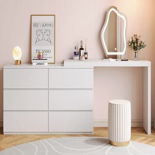 (1/2)DELICATO โต๊ะเครื่องแป้ง รุ่น Tia ขนาด 120x40x75 ซม. สีขาว 