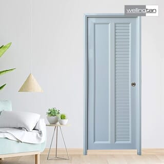 WELLINGTAN ประตูUPVC พร้อมวงกบบานพับ WK-UPL04 70x200ซม. สีขาว (ไม่เจาะลูกบิด)