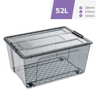 INABOX กล่องเก็บของอเนกประสงค์ 52L มีล้อ รุ่น Eday-N80650BK ขนาด 38.6x57x31 cm. สีใส