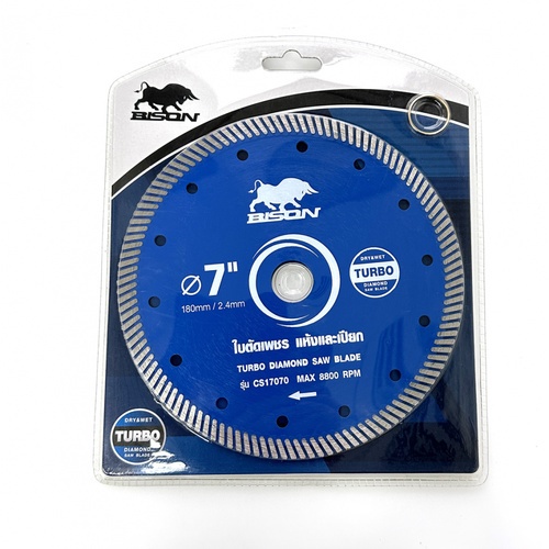 BISON ใบตัดเพชร 7x2.4x22.2(20)x10mm Turbo ตัดคอนกรีต ตัดแห้ง-น้ำ รุ่น CS17070