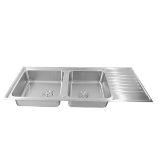 CLOSE อ่างล้างจาน 2 หลุมมีที่พัก SUS304  ขนาด 130X50X19 ซม. SPACE