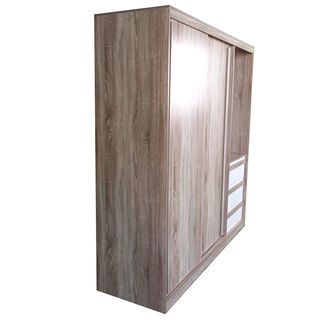 DELICATO ตู้เสื้อผ้าสองบานเลื่อน โต้ะเครื่องแป้งในตัว  รุ่น อปาเช่  ขนาด180x60x200 ซม. สีทูโทนน้ำตาล/ขาว