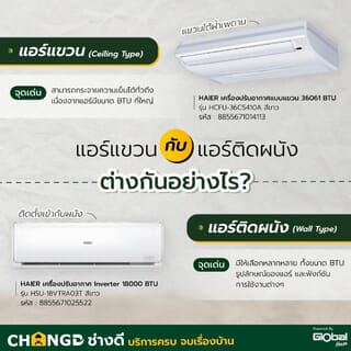 ค่าบริการติดตั้งเครื่องปรับอากาศแบบตั้งพื้น/แขวนใต้ฝ้า ขนาด 35001 BTU. ขึ้นไป