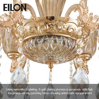 EILON โคมไฟแขวนช่อคริสตัล ขนาด 70*50cm รุ่น MD8064-6 สีทอง