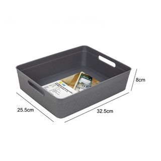 GOME ตะกร้าอเนกประสงค์ทรงเหลี่ยม รุ่น Waffle TG54161 ขนาด 25.5x32.5x8 ซม.(A4) สีเทา