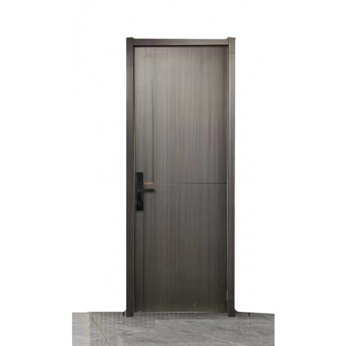 Holztur ชุดประตูปิดผิวเมลามีนพร้อมวงกบและดิจิตอลล็อค รุ่น X-009 ขนาด 88x216ซม. สีเทา