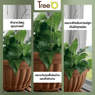 Tree O กระถางพลาสติก  รุ่น KD7016 ขนาด 12นิ้ว สีน้ำตาล