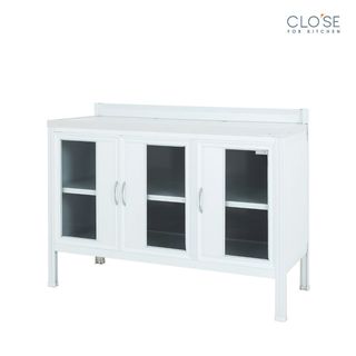CLOSE เคาน์เตอร์โครงอลูมิเนียม ท๊อปเรียบกระเบื้อง SHIRO-120 ขนาด 120 x 53 x 90 ซม. สีขาว