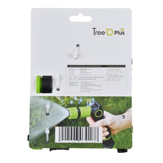 Tree O Plus ปืนฉีดน้ำแบบควบคุมด้วยนิ้วหัวแม่มือปรับ2รูปแบบ พร้อมชุดข้อต่อสวมเร็วครบเช็ต รุ่นGLB-623116-0 สีเขียวดำ