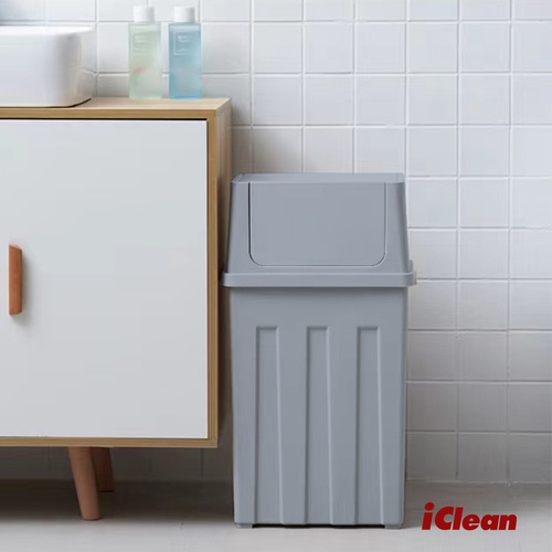 ICLEAN ถังขยะฝาสวิงทรงเหลี่ยม 30 ลิตร รุ่น XHL-4235-BG ขนาด 22×34.5×62.5 ซม. สีเทา