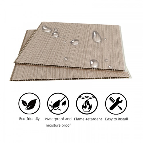 GREAT WOOD แผ่นตกแต่งผนังและฝ้าPVC GPPVC3.7-4 400*8*2900มม. เหลืองครีม