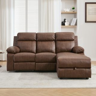PULITO โซฟาหนัง 3 ที่นั่ง รุ่น KONRAD ขนาด 197x168.5x100 ซม. สีน้ำตาล (1/2)