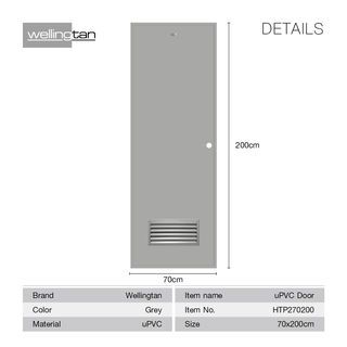 WELLINGTAN ประตู UPVC เกล็ดล่าง รุ่นHTP270200 ขนาด 70x200ซม. สีเทา เจาะรูลูกบิด