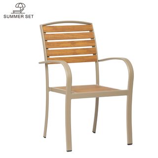 SUMMER SET เก้าอี้สนามอลูมิเนียม รุ่น COMO-O ขนาด 62x55x89 ซม. สีวู้ดเด้น-เทา
