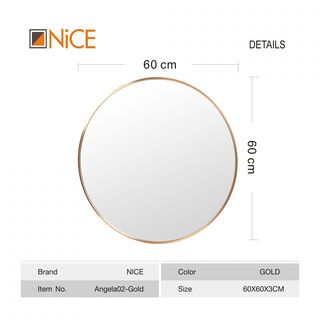 Nice ชุดกระจกอะลูมิเนียมทรงกลม 60X60 ซม. รุ่น แองเจล่า 02- โกลว สีทอง