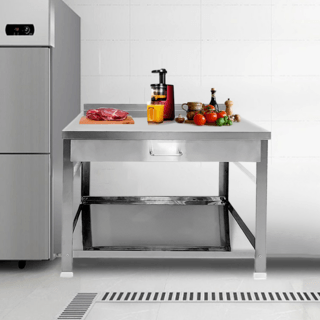 CLOSE โต๊ะวางเตาคู่สเตนเลส 84.5X56X73 ซม. MAGMA สีเงิน