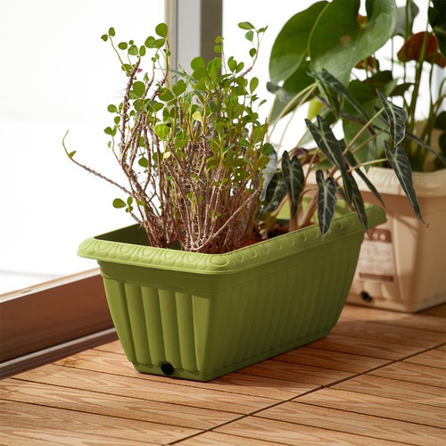 Tree‘O กระถางต้นไม้ทรงสี่เหลี่ยมผืนผ้า รุ่น6PY026-GN ขนาด20x37x15ซม.(8นิ้ว) สีเขียว