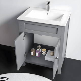 Verno เคาน์เตอร์อ่างล้างหน้าแบบตั้งพื้น Solid Wood ขนาด 61x46.5x89 CM รุ่น คาร่า TG5-60 สีเทา