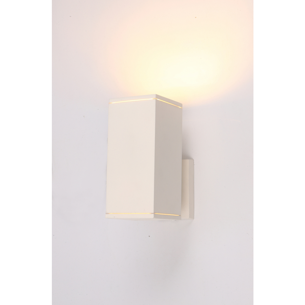 EILON โคมไฟติดผนังโมเดิร์น ทรงกระบอกสี่เหลี่ยม E27 ขนาด 9x9x20cm IP65 รุ่น MVW026-S(W) สีขาว