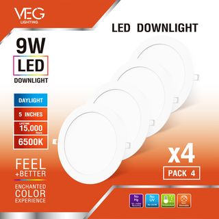 V.E.G.lighting ดาวน์ไลท์ LED แบบฝังหน้ากลม 5 นิ้ว 9W รุ่นTP-CDW-9DL-4V แสงเดย์ไลท์ (แพ็ก 4 ชิ้น)