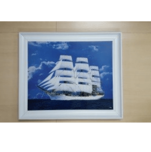 16x20 ផ្ទាំងរូបសំពៅ ស៊ុមឈើរលោង ពណ៌ស​ 2