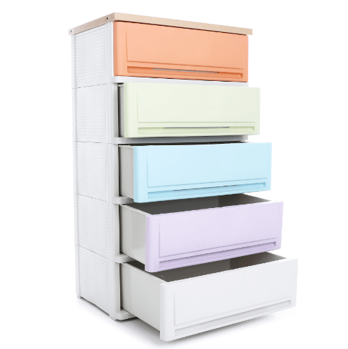 UP ตู้ลิ้นชักพลาสติกมีท็อป 5 ชั้น รุ่น SUMO-WT ขนาด 42x63x112 ซม. สีวินเทจ